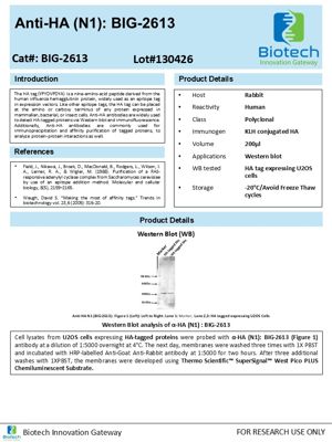 HA-Tag antibody spec sheet thumbnail